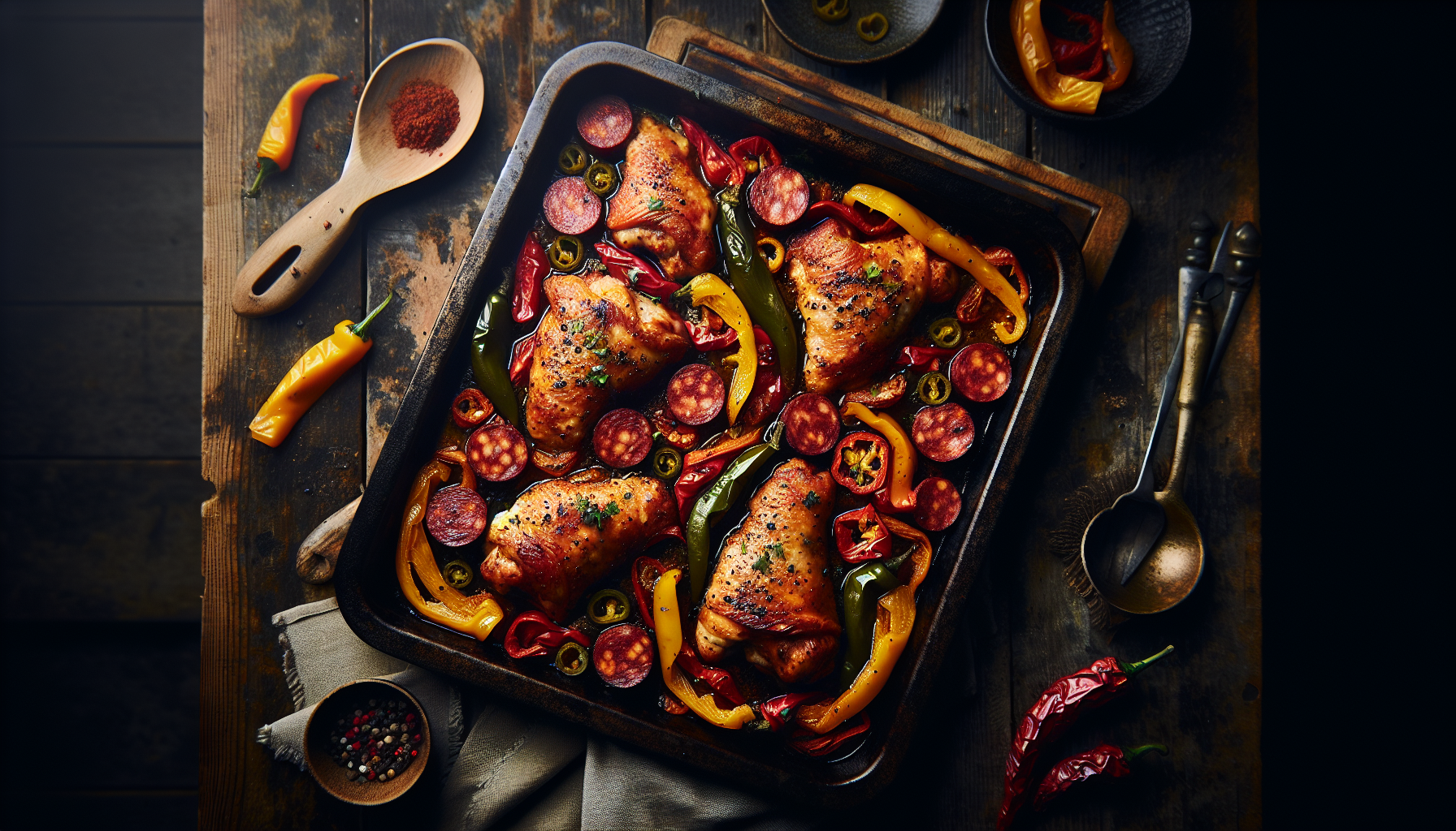 Chicken Thigh Traybake with Chorizo and Peppers