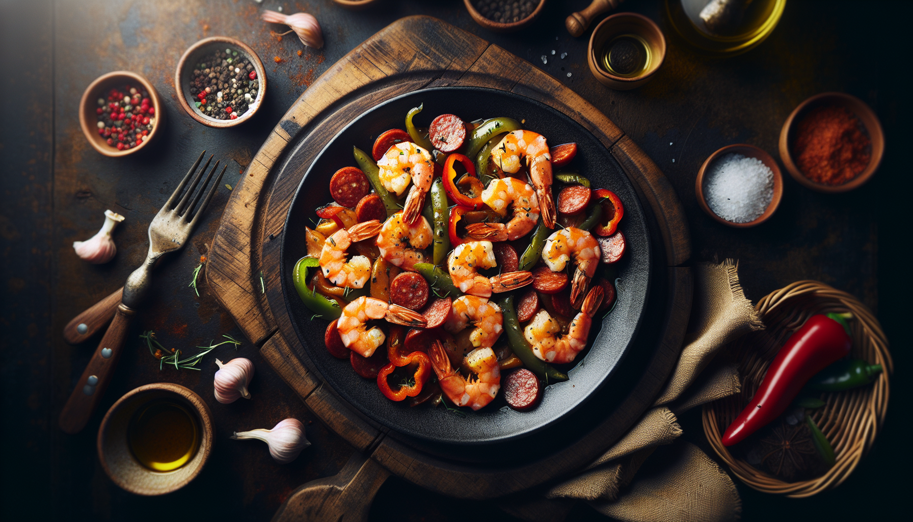 Prawn and Chorizo with Peppers