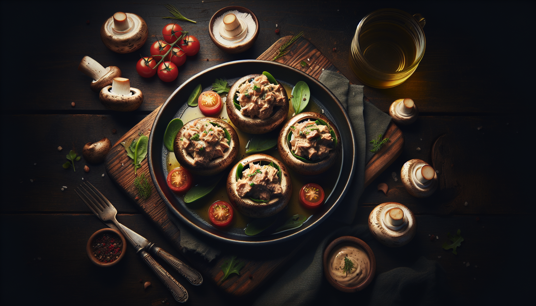 Tuna Melt Stuffed Mushrooms